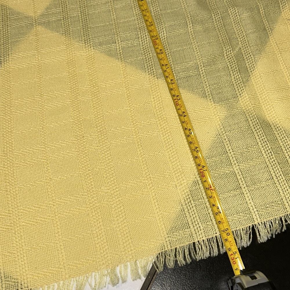 Boho Yellow Tablecloth Matching 14 Napkins Fringed Cotton Dining Decor Retro - Picture 7 of 9
